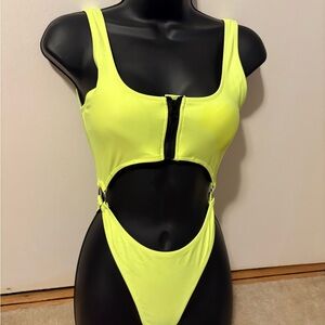Neon Yellow Cutout Swimsuit